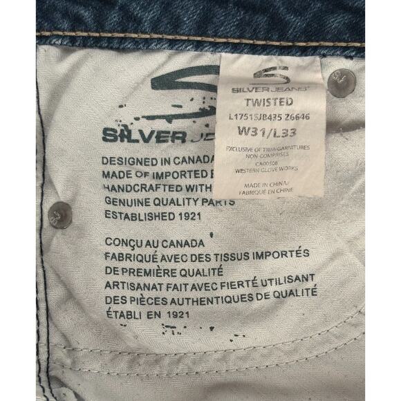 Silver Twisted Bootcut Jeans Womens 31x33 Low Rise Distressed Denim Flare Pants - Picture 6 of 12